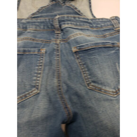 WAX JEAN Basic Denim Women's Distressed Blue Overalls 6 Pockets Size Medium - Picture 14 of 16